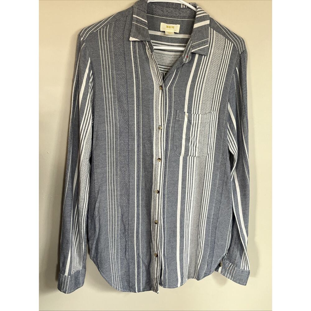 Maeve Anthropologie Womens Small Chatham Chambray Blue White Button Front Shirt